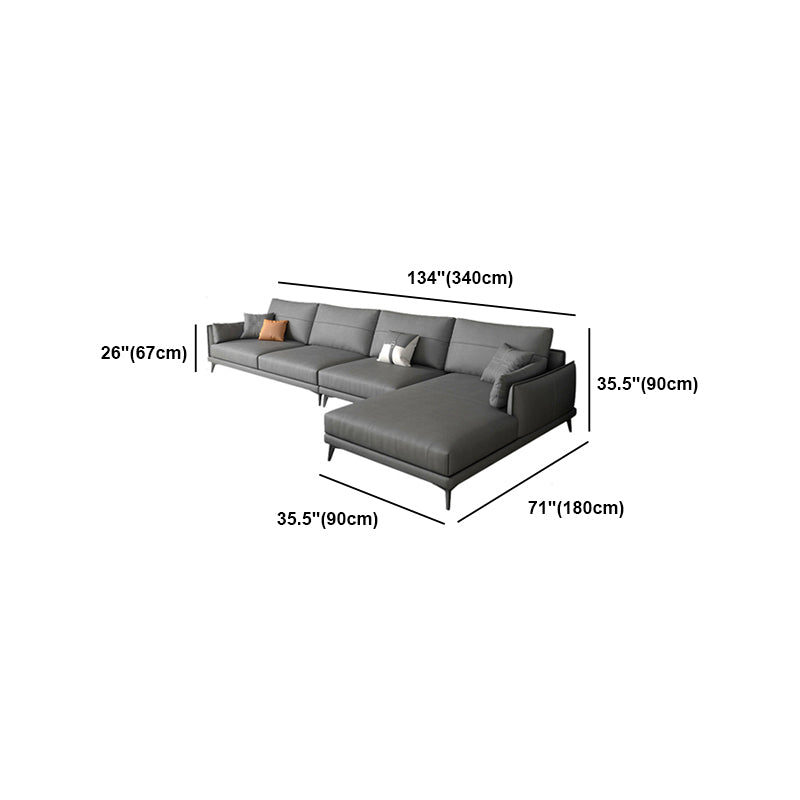 Modern Faux leather Sectional Sofa Dark Gray Cushion Back Sectional for Living Room