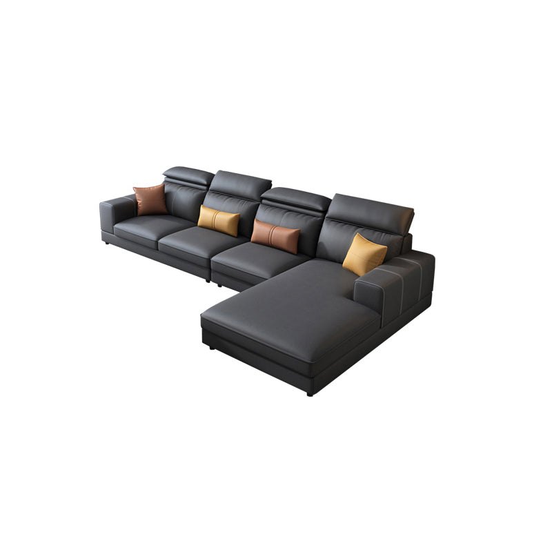 L-Shape High Back Faux Leather Square Arm Sectional with Wear-Resisting
