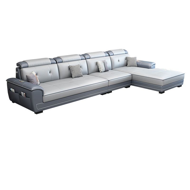 Faux Leather L-Shape 4-Seater Sectional with Storage and Cushion Back