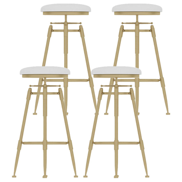 Living Room Glam Liftable Barstool Metal 4 Legs Bar Stool with Pedal