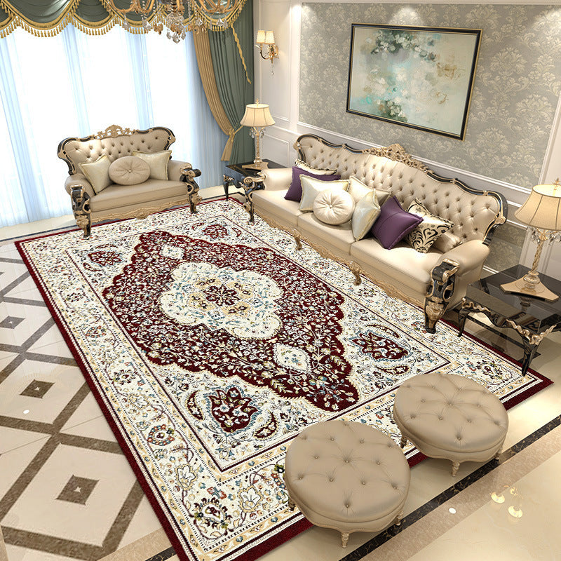 Multicolored Area Rug Traditional Polyester Rug Anti-Slip Backing Carpet for Living Room