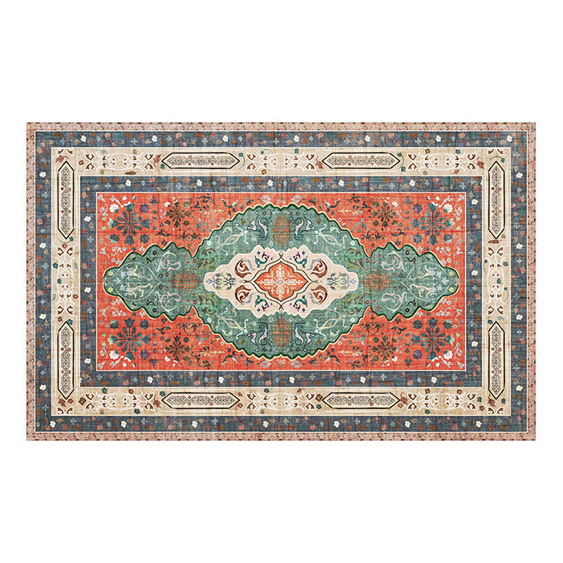 Multicolored Area Rug Traditional Polyester Rug Anti-Slip Backing Carpet for Living Room