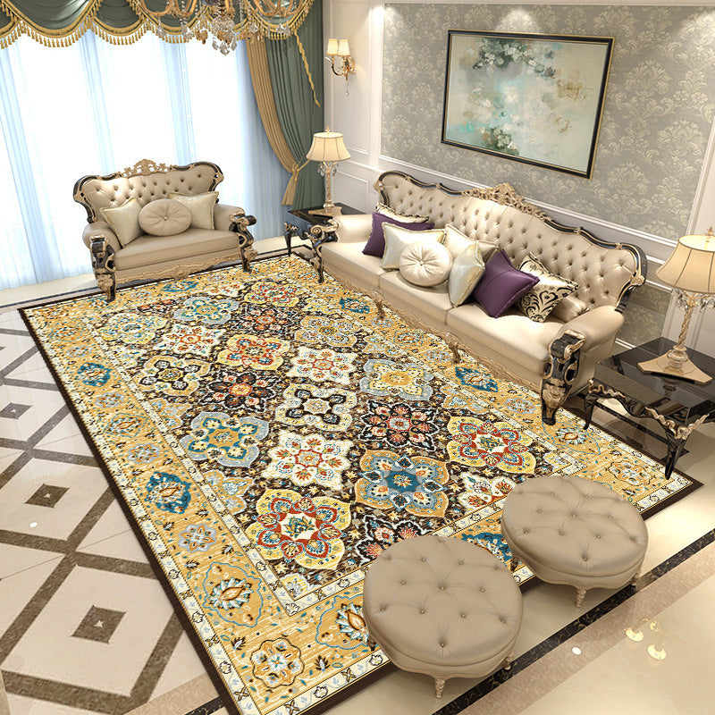 Multicolored Area Rug Traditional Polyester Rug Anti-Slip Backing Carpet for Living Room