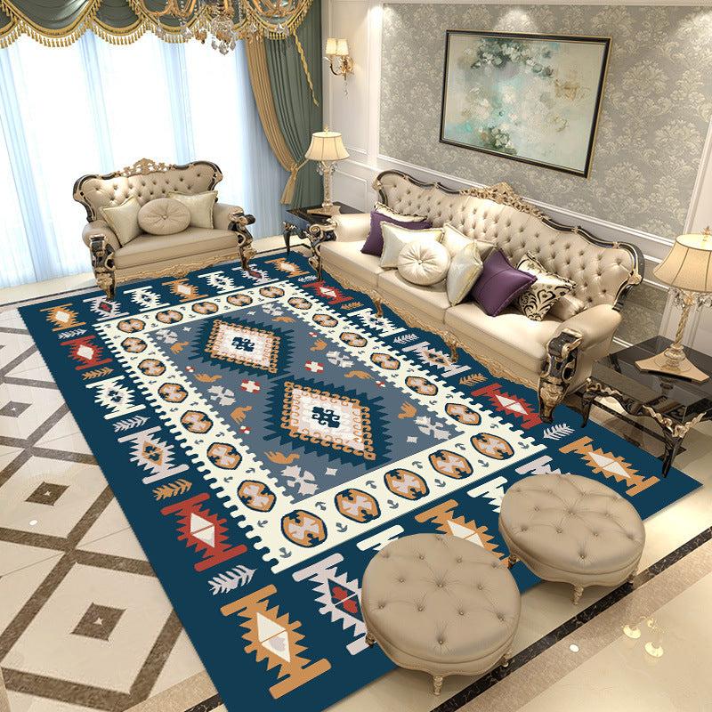 Multicolored Area Rug Traditional Polyester Rug Anti-Slip Backing Carpet for Living Room