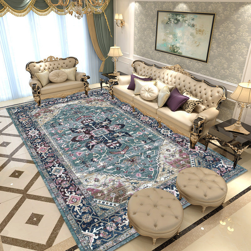 Multicolored Area Rug Traditional Polyester Rug Anti-Slip Backing Carpet for Living Room