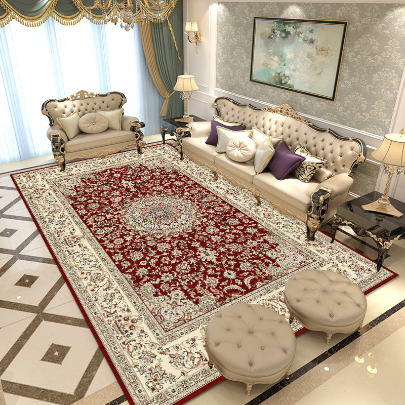 Multicolored Area Rug Traditional Polyester Rug Anti-Slip Backing Carpet for Living Room