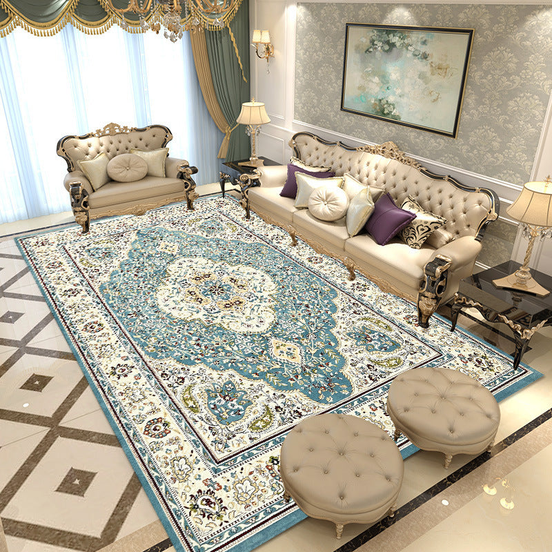 Multicolored Area Rug Traditional Polyester Rug Anti-Slip Backing Carpet for Living Room