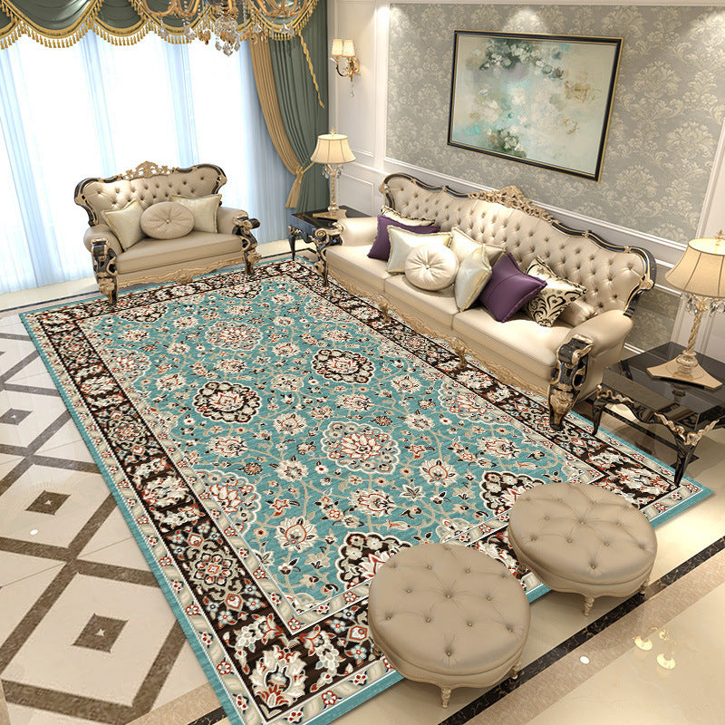 Multicolored Area Rug Traditional Polyester Rug Anti-Slip Backing Carpet for Living Room