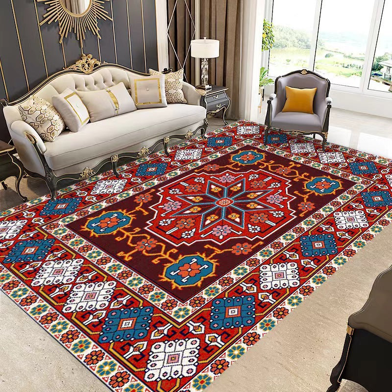 Moroccan Navy Rug Polyster Florentine Tile Carpet Stain Resistant Area Rug for Living Room