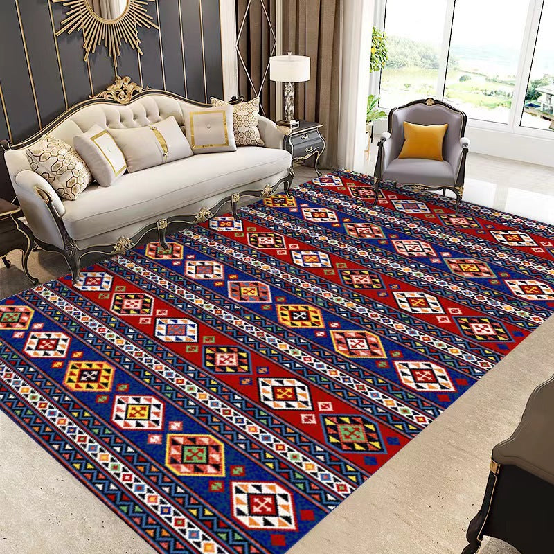 Moroccan Navy Rug Polyster Florentine Tile Carpet Stain Resistant Area Rug for Living Room