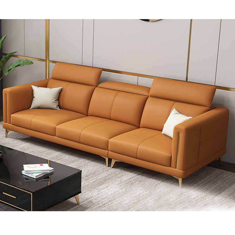 Genuine Leather Track Arm Sectional Sofa 36.22"High Cushion Back Sofa