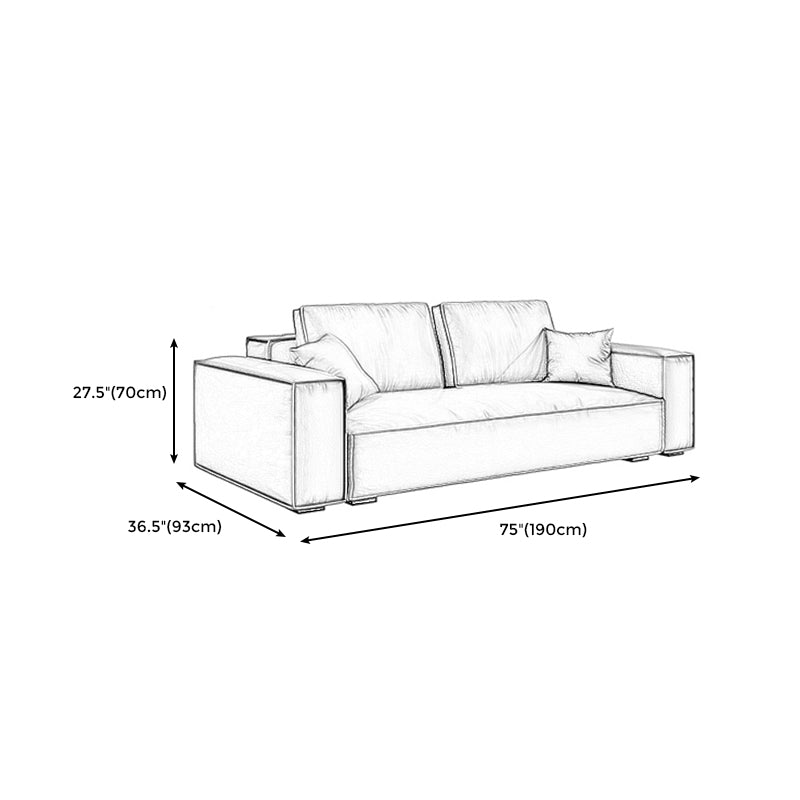 Tan Genuine Leather Tight Back Square Arm Sofa/Sectional for Living Room