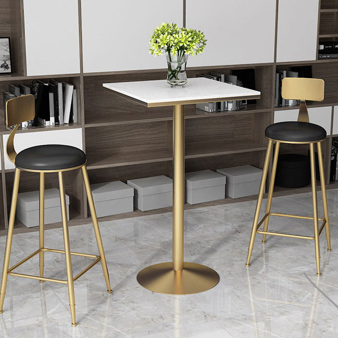 Glam Style Bar Table Artificial Marble Top Bistro Table with Gold Pedestal