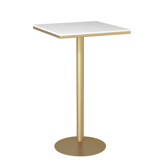 Glam Style Bar Table Artificial Marble Top Bistro Table with Gold Pedestal