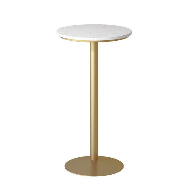 Glam Style Bar Table Artificial Marble Top Bistro Table with Gold Pedestal