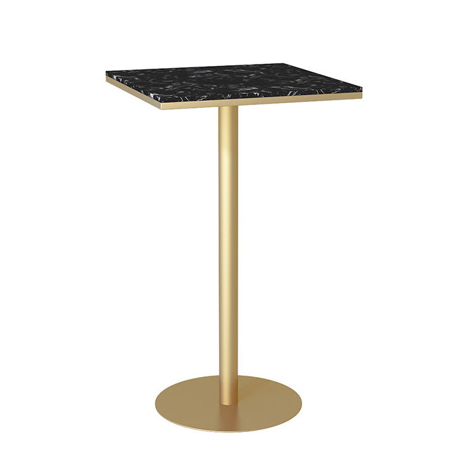 Glam Style Bar Table Artificial Marble Top Bistro Table with Gold Pedestal