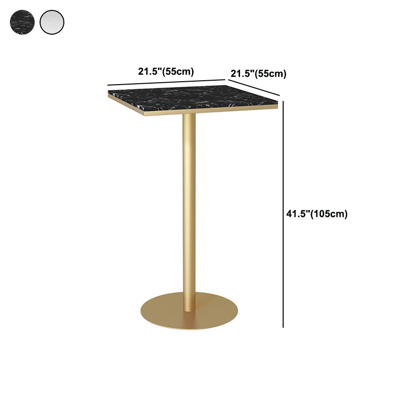 Glam Style Bar Table Artificial Marble Top Bistro Table with Gold Pedestal