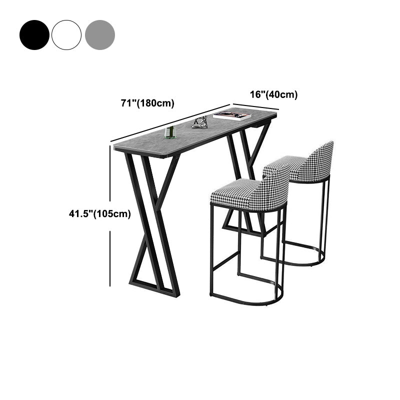 Stone Bar Dining Table Industrial Bar Dining Table with Black Sled Base