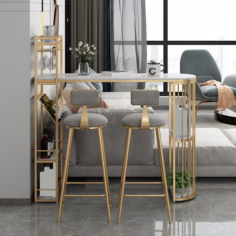 Living Room Pub Height Dining Table Marble Modern Bistro Table with Wine Rack