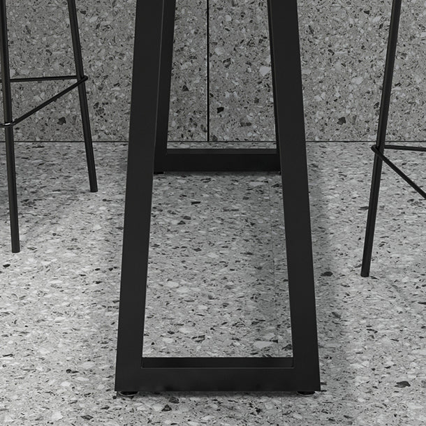 Rectangle Stone Bistro Accent Dining Table Industrial Sled Indoor Pub Table