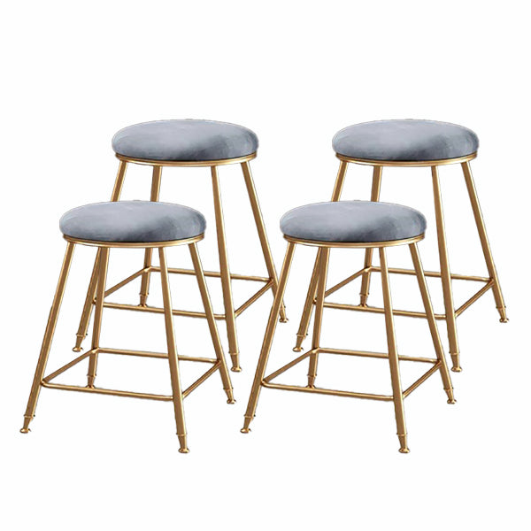 Nordic Glam Bar Stool Round Counter Bar Stool with Metal Legs for Kitchen