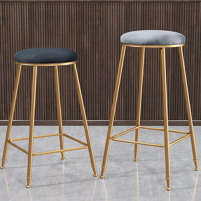Nordic Glam Bar Stool Round Counter Bar Stool with Metal Legs for Kitchen