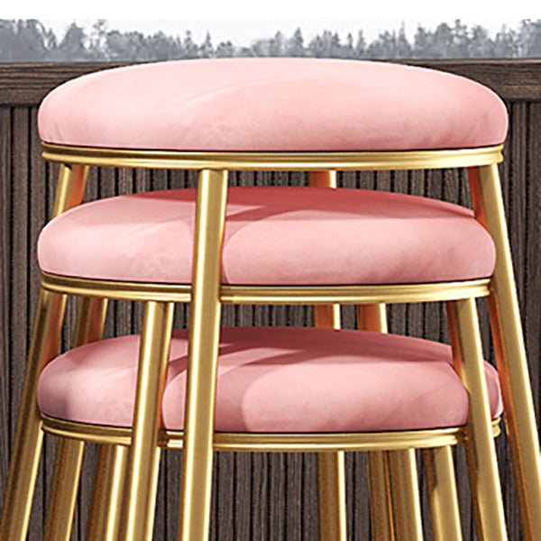 Nordic Glam Bar Stool Round Counter Bar Stool with Metal Legs for Kitchen