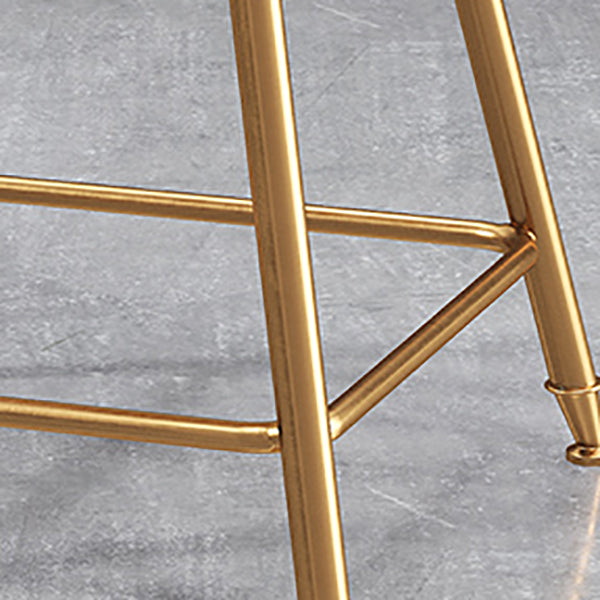 Nordic Glam Bar Stool Round Counter Bar Stool with Metal Legs for Kitchen