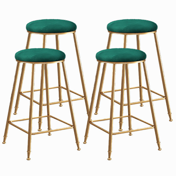 Nordic Glam Bar Stool Round Counter Bar Stool with Metal Legs for Kitchen