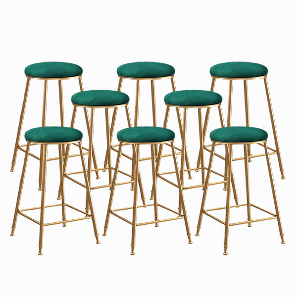 Nordic Glam Bar Stool Round Counter Bar Stool with Metal Legs for Kitchen