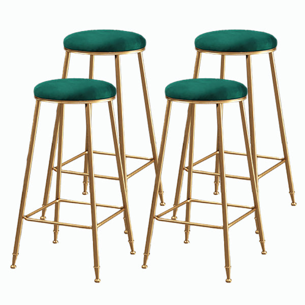 Nordic Glam Bar Stool Round Counter Bar Stool with Metal Legs for Kitchen