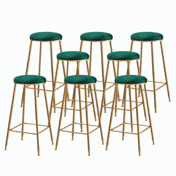 Nordic Glam Bar Stool Round Counter Bar Stool with Metal Legs for Kitchen