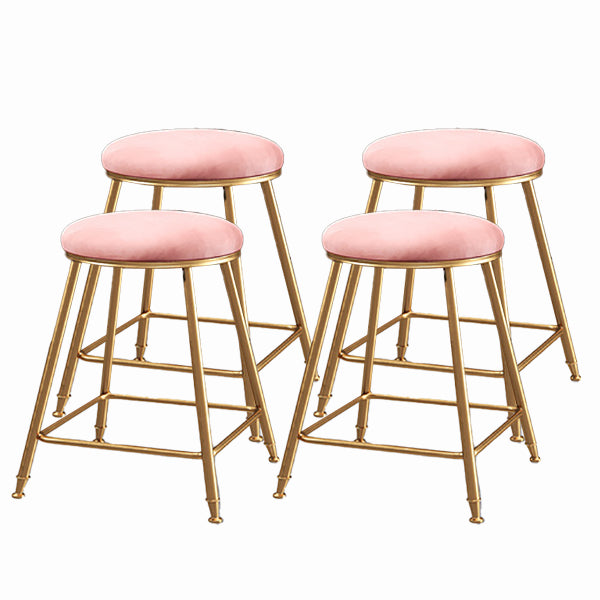 Nordic Glam Bar Stool Round Counter Bar Stool with Metal Legs for Kitchen
