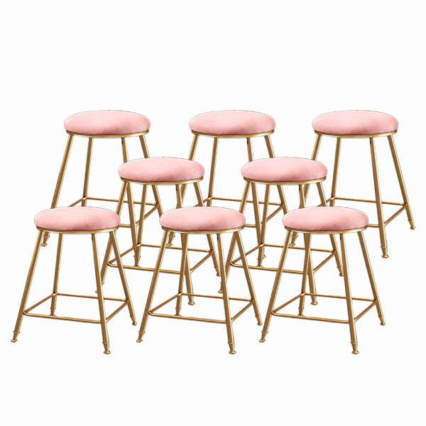 Nordic Glam Bar Stool Round Counter Bar Stool with Metal Legs for Kitchen