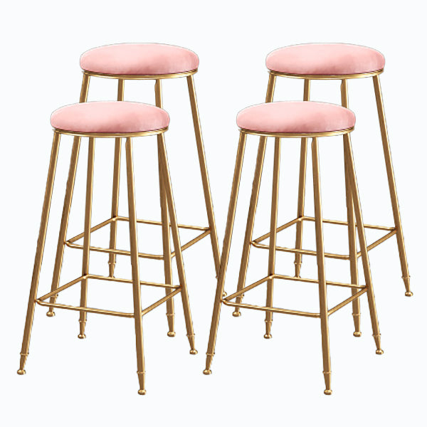 Nordic Glam Bar Stool Round Counter Bar Stool with Metal Legs for Kitchen