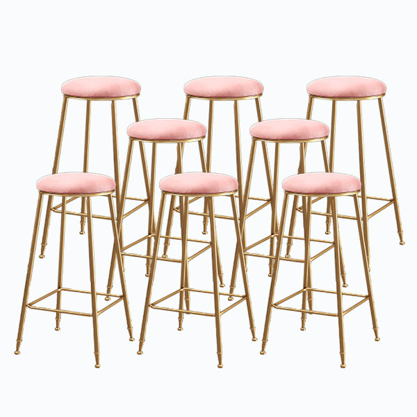 Nordic Glam Bar Stool Round Counter Bar Stool with Metal Legs for Kitchen