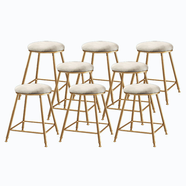 Nordic Glam Bar Stool Round Counter Bar Stool with Metal Legs for Kitchen