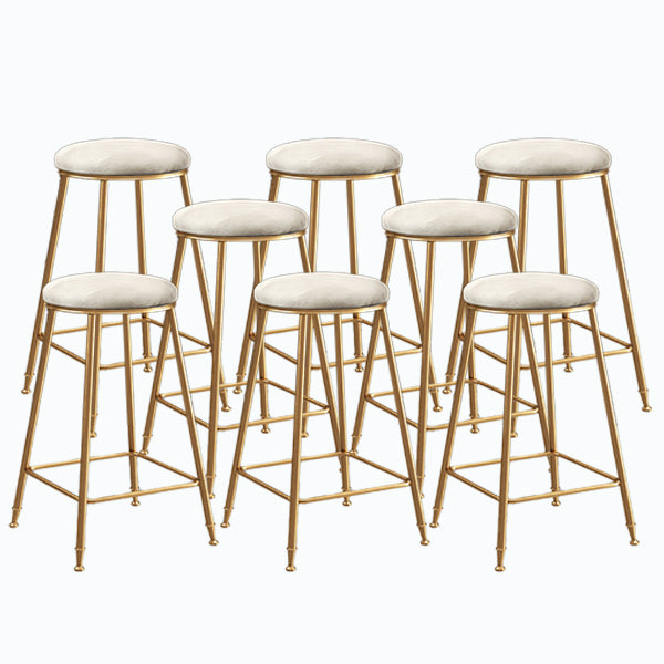 Nordic Glam Bar Stool Round Counter Bar Stool with Metal Legs for Kitchen