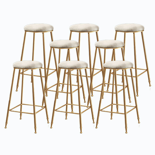 Nordic Glam Bar Stool Round Counter Bar Stool with Metal Legs for Kitchen