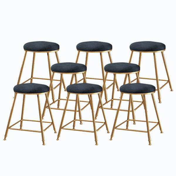 Nordic Glam Bar Stool Round Counter Bar Stool with Metal Legs for Kitchen