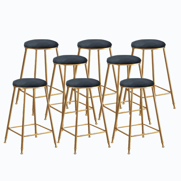 Nordic Glam Bar Stool Round Counter Bar Stool with Metal Legs for Kitchen
