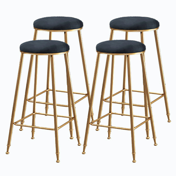 Nordic Glam Bar Stool Round Counter Bar Stool with Metal Legs for Kitchen