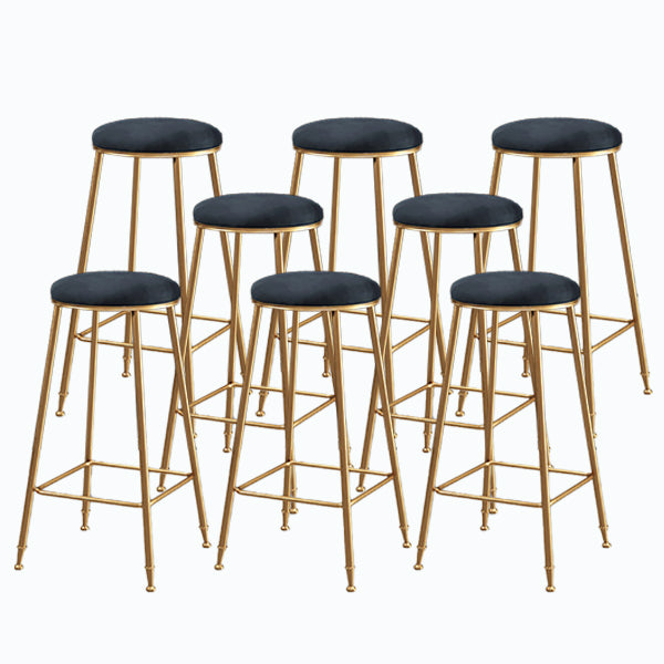 Nordic Glam Bar Stool Round Counter Bar Stool with Metal Legs for Kitchen