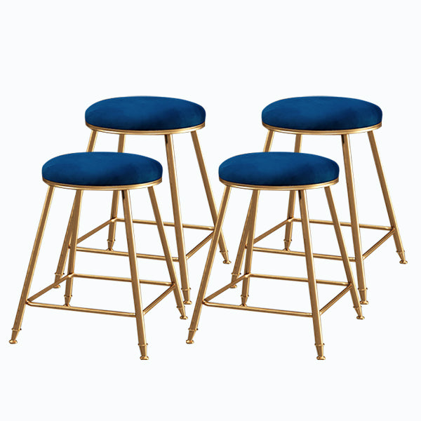 Nordic Glam Bar Stool Round Counter Bar Stool with Metal Legs for Kitchen