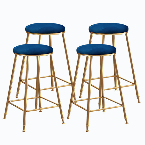 Nordic Glam Bar Stool Round Counter Bar Stool with Metal Legs for Kitchen