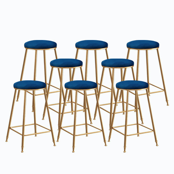 Nordic Glam Bar Stool Round Counter Bar Stool with Metal Legs for Kitchen
