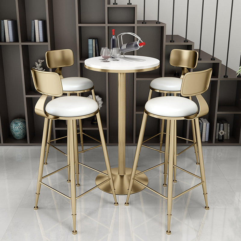 Nordic Glam Style Bar Stool Round Counter Bar Stool with Metal Legs