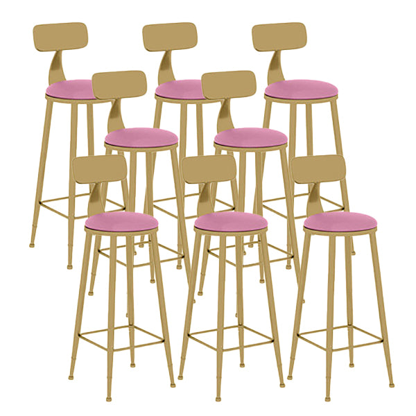 Nordic Glam Style Bar Stool Round Counter Bar Stool with Metal Legs