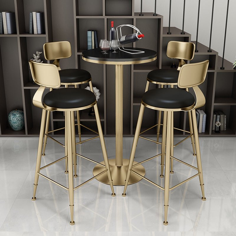 Nordic Glam Style Bar Stool Round Counter Bar Stool with Metal Legs