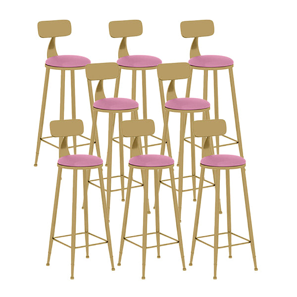 Nordic Glam Style Bar Stool Round Counter Bar Stool with Metal Legs